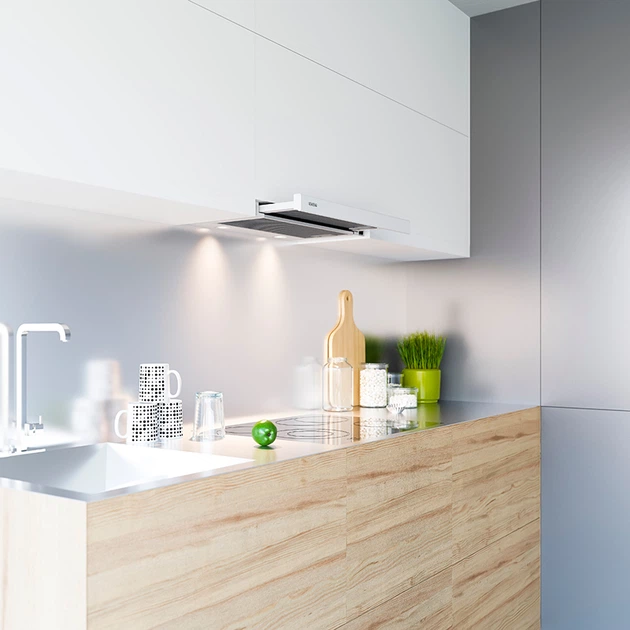 Витяжка кухонна ELEYUS Storm 1200 LED SMD 60 WH 226Вт, 1200 м³/год, телескопічна, біла (витяжка ELEYUS, телескопічна)