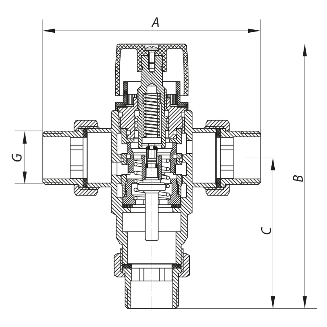 Клапан змішувальний термостат. 3х-ходовий 3x4 KOER