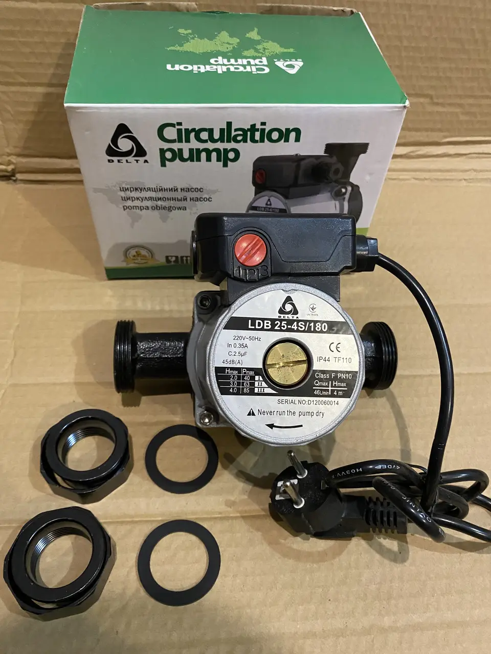 Циркуляційний насос Delta LDB 25×4-180 (з гайками і кабелем) помпа (ДЕЛЬТА)