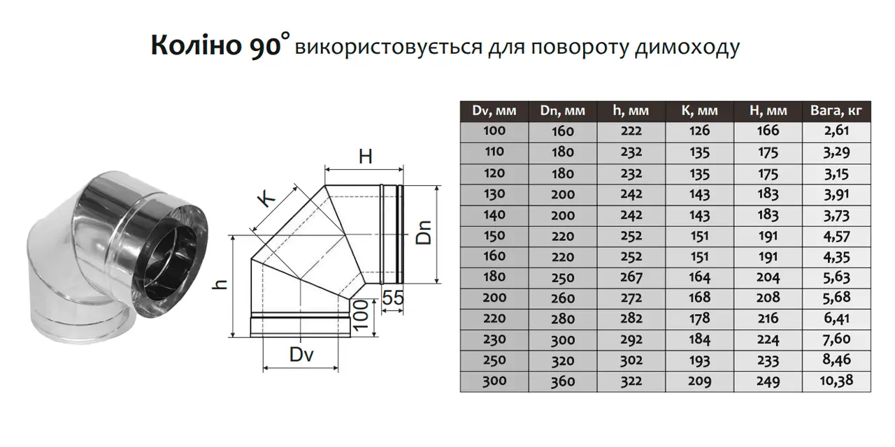 Коліно 90 нерж.в нерж. D150x220 0.8mm