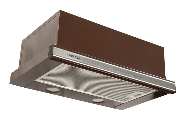 Витяжка кухонна ПВЕП-003 Телескоп Еко коричнева гладка, вставка нержавіюча 60x50, 3 швидкості, 420 м³/год (витяжка ПВЕП, телескопічна)