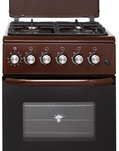 Плита газова ELEYUS CAST 5001 CF BR 50 см, решітка чавун, кришка металева, коричнева (газова плита ELEYUS)