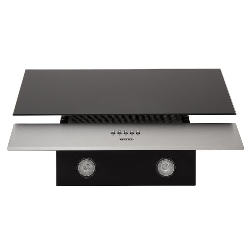 Витяжка кухонна ELEYUS Della 700 60 IS+BL 220Вт, 700 м³/год, вертикальна, чорна+нержавіюча (витяжка ELEYUS, вертикальна)