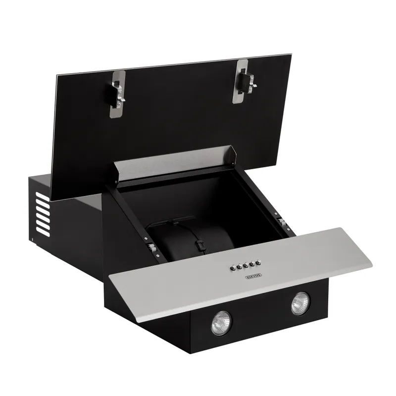 Витяжка кухонна ELEYUS Della 700 60 IS+BL 220Вт, 700 м³/год, вертикальна, чорна+нержавіюча (витяжка ELEYUS, вертикальна)