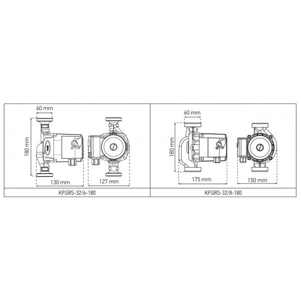 Циркуляційний насос KOER GRS-32×6-180 (з гайками і кабелем) помпа (КОЕР)