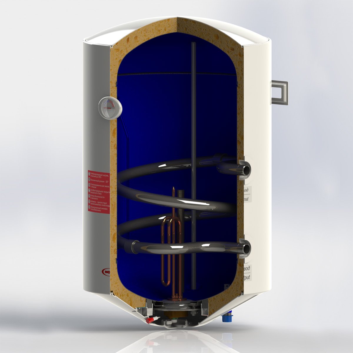 Бойлер 100 л Nova Tec Combi Right NT-CBR 100 комбінований електричний (водонагрівач Nova Tec, правий)