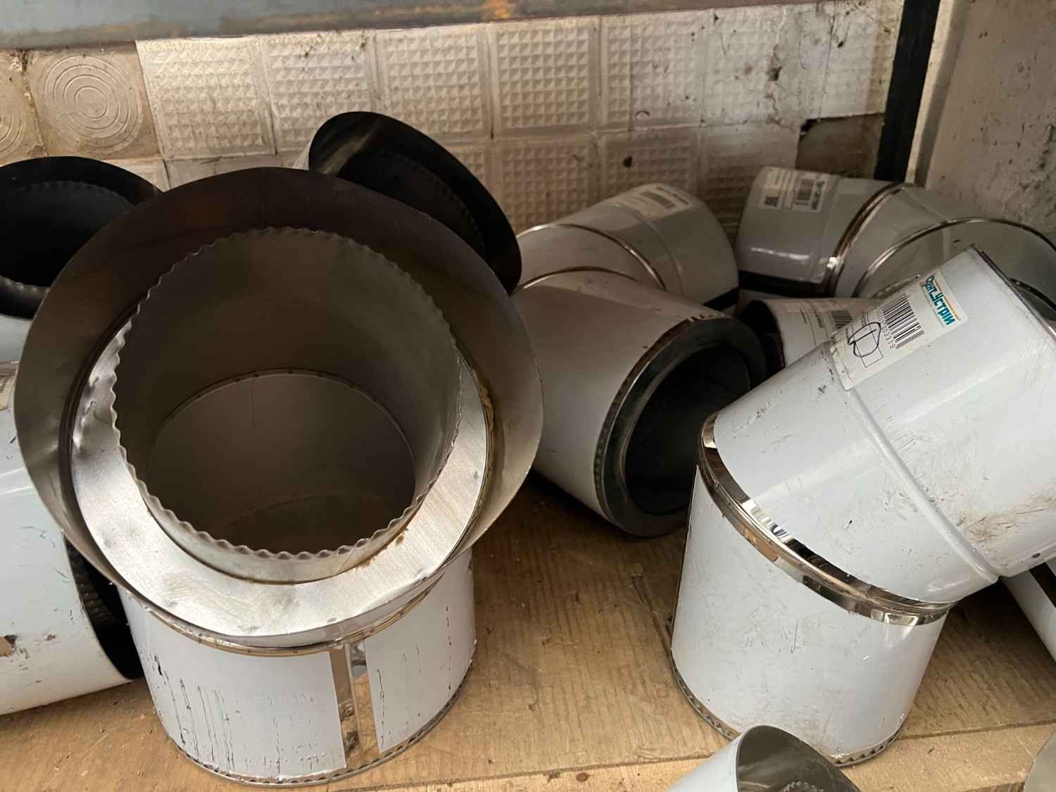 Коліно димохідне 45° сендвіч нержавіюча сталь (нерж./нерж.) Ø120/180 мм товщина 0,5 мм (коліно сендвіч димохідне)