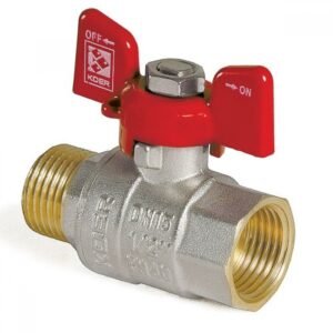 Кульовий кран KOER 1/2 дюйма ГГБ (кран гайка/гайка, бабочка, жовта) (КОЕР)