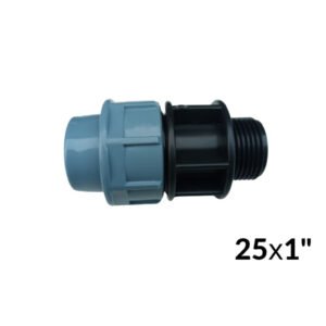 Муфта ПНД затискна d25 × 1″ Н (зовнішня різьба)