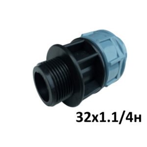 Муфта ПНД затискна d32 × 1″ Н (зовнішня різьба)