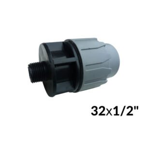 Муфта ПНД затискна d32 × 1/2″ Н (зовнішня різьба)