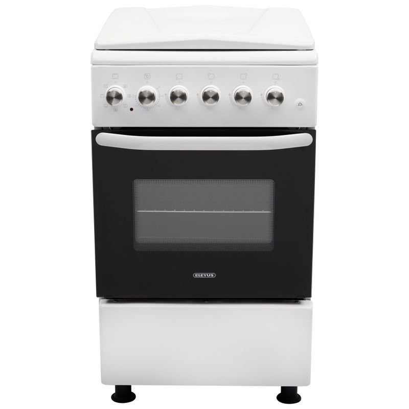 Плита комбінована ELEYUS COMBO 5007 EF WH 50 см, решітка емаль, кришка металева, біла (комбінована плита ELEYUS)