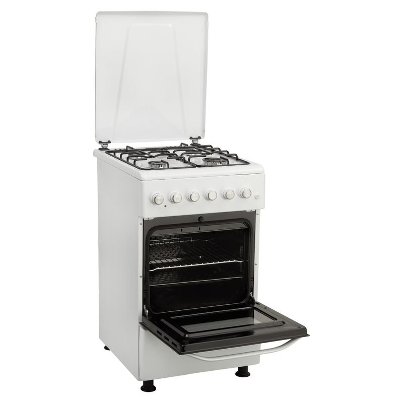 Плита комбінована ELEYUS COMBO 5007 EF WH 50 см, решітка емаль, кришка металева, біла (комбінована плита ELEYUS)