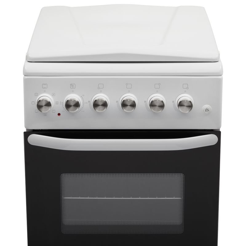 Плита комбінована ELEYUS COMBO 5007 EF WH 50 см, решітка емаль, кришка металева, біла (комбінована плита ELEYUS)