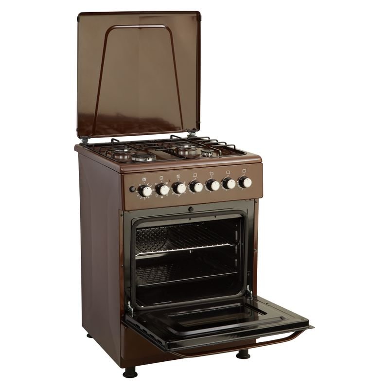 Плита комбінов.ELEYUS COMBO 6007 EF BR(60см,реш.емаль,кришка метал,коричнева)