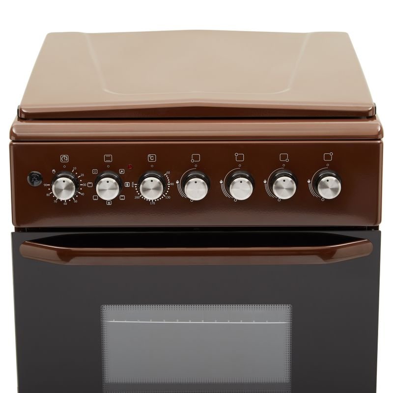 Плита комбінов.ELEYUS COMBO 6007 EF BR(60см,реш.емаль,кришка метал,коричнева)