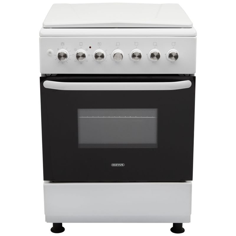 Плита комбінована ELEYUS COMBO 6007 EF WH 60 см, решітка емаль, кришка металева, біла (комбінована плита ELEYUS)