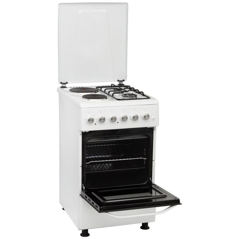 Плита комбінована ELEYUS (ЕЛЕЮС) TWINGO 6007 H2 EF WH 60 см, 2+2, кришка металева, біла (комбінована плита)