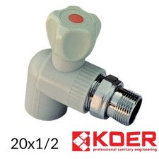 Кутник ППР установчий 20 × 1/2″ Н KOER сірий (зовнішня)