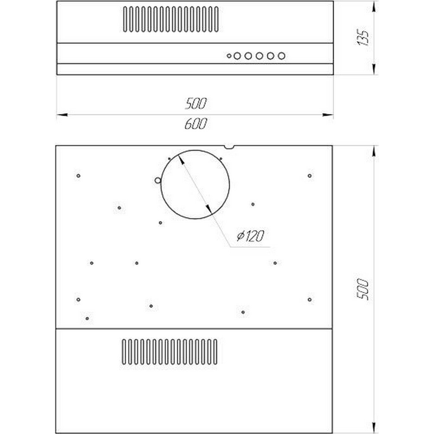 Витяжка ПВЕП-003 Пx3x60x50(Ф-1)  2 плоска гладка біла