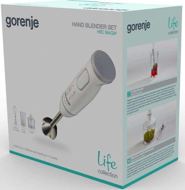 Блендер Gorenje HBC564QWxx(занурювальний. 560 Вт.подрібнювач,білий)