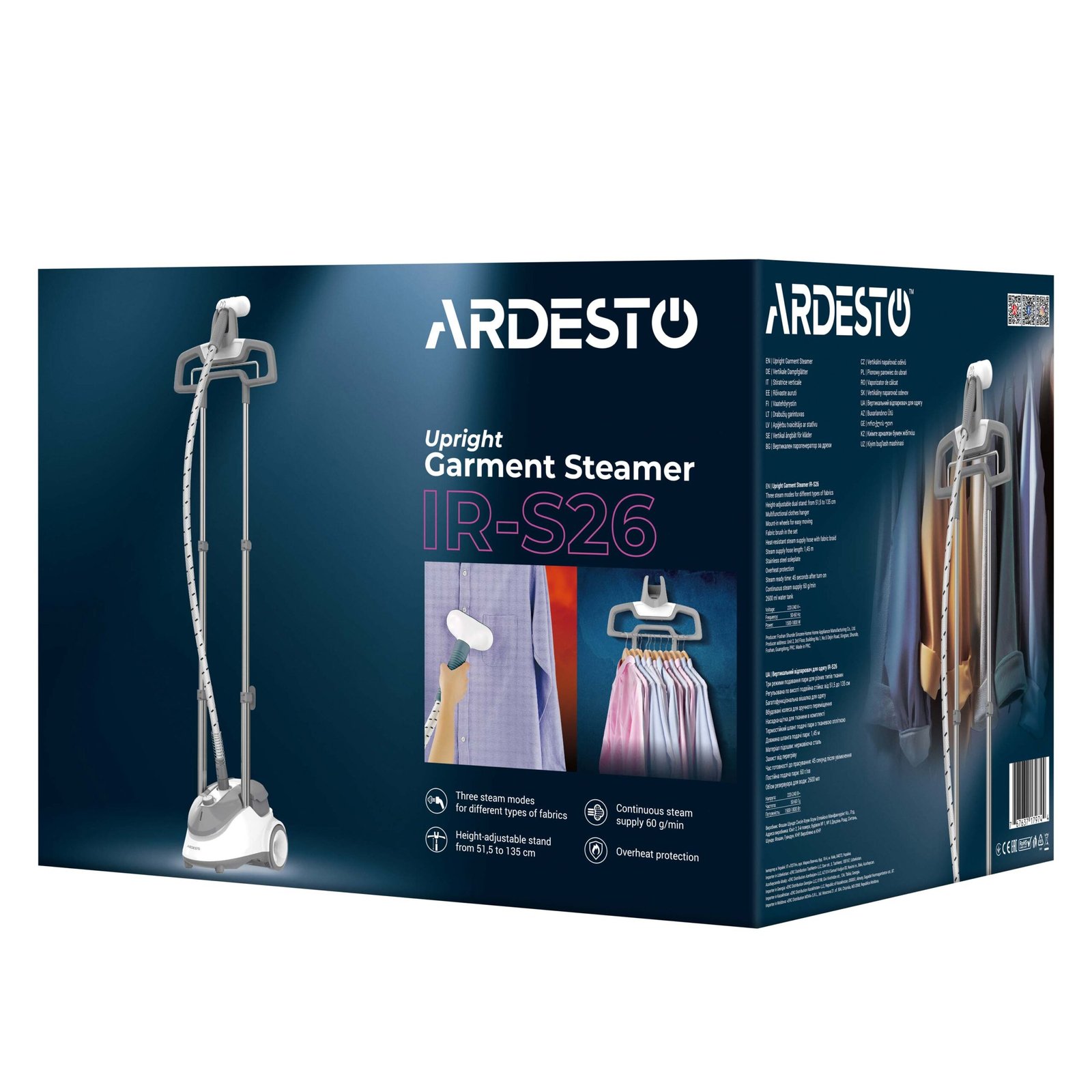 Відпарювач Ardesto IR-S26, Тип: з парою. Потужність: Потужність 1800 Вт. Постійна подача