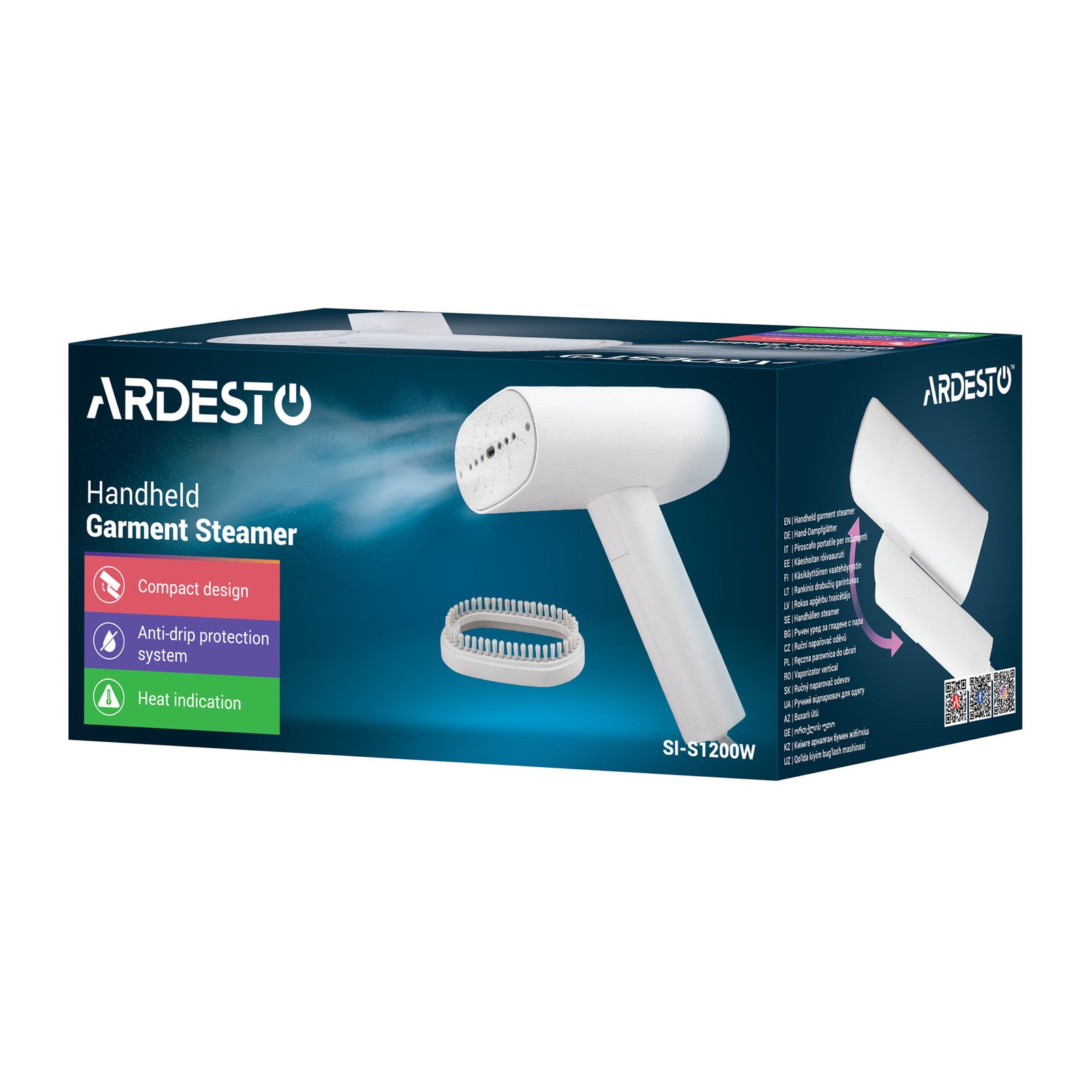 Відпарювач Ardesto SI-S1200W, Тип: з парою. Потужність: Потужність 1200 Вт.білий